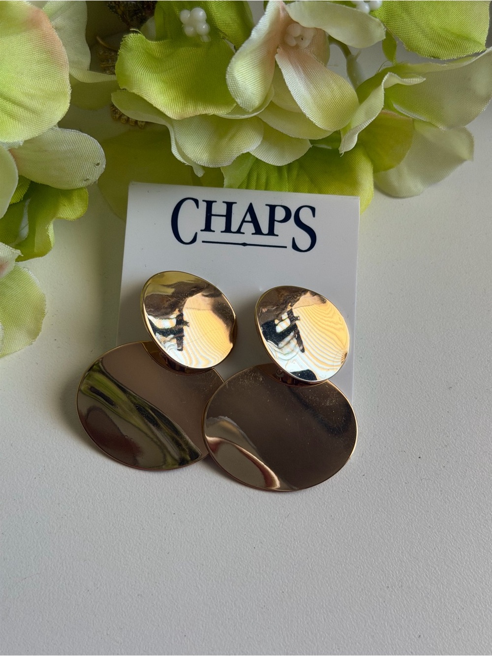 Chaps Gold-Tone Disc Drop Earrings